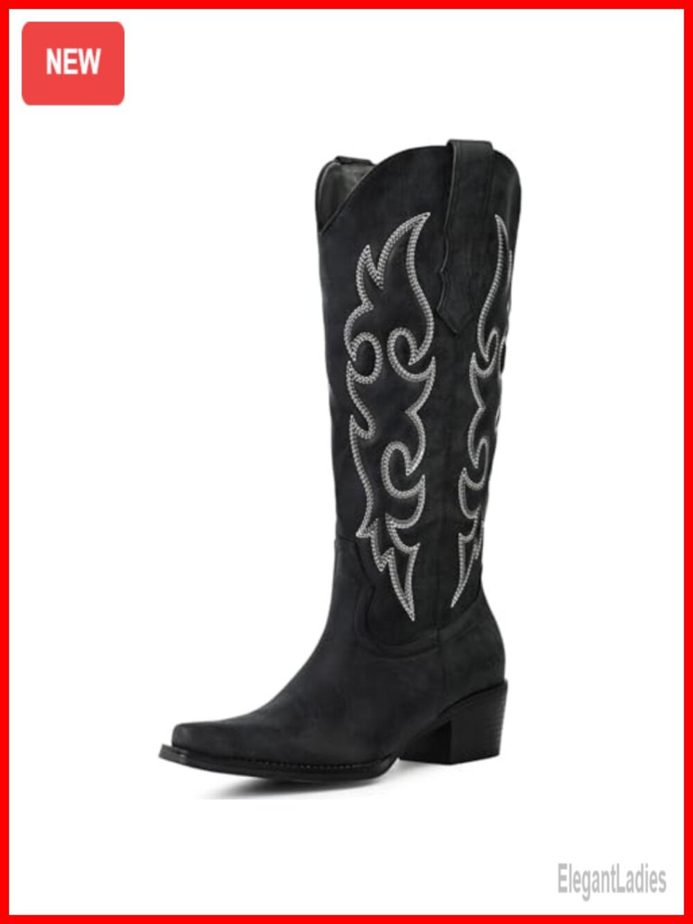 Women's Knee High Cowboy Boots Faux Leather Pointed Toe Western Boots